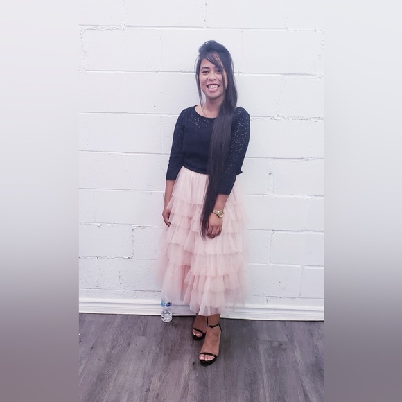 Light pink tulle long skirt - Picture 8 of 8